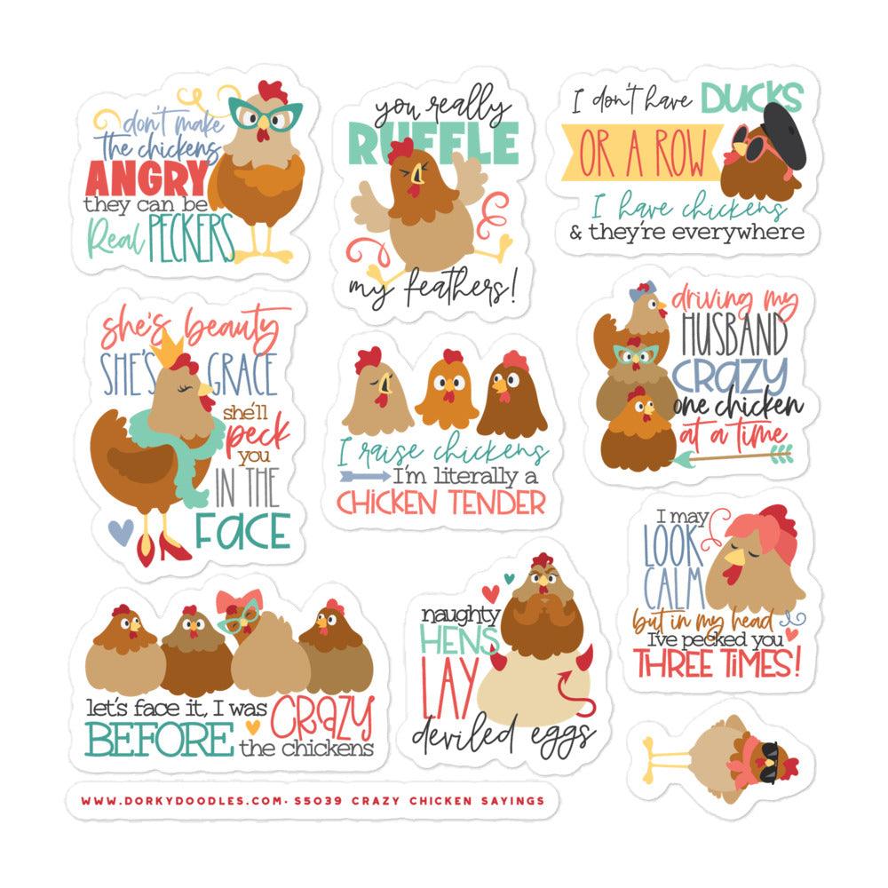 Funny Chicken Sayings Stickers Sheet