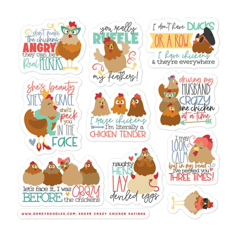 Funny Chicken Sayings Stickers Sheet