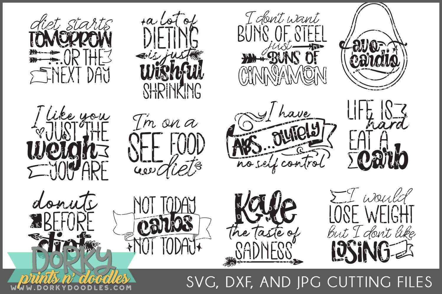 Funny Diet DXF and SVG Cuttable Files - Dorky Doodles