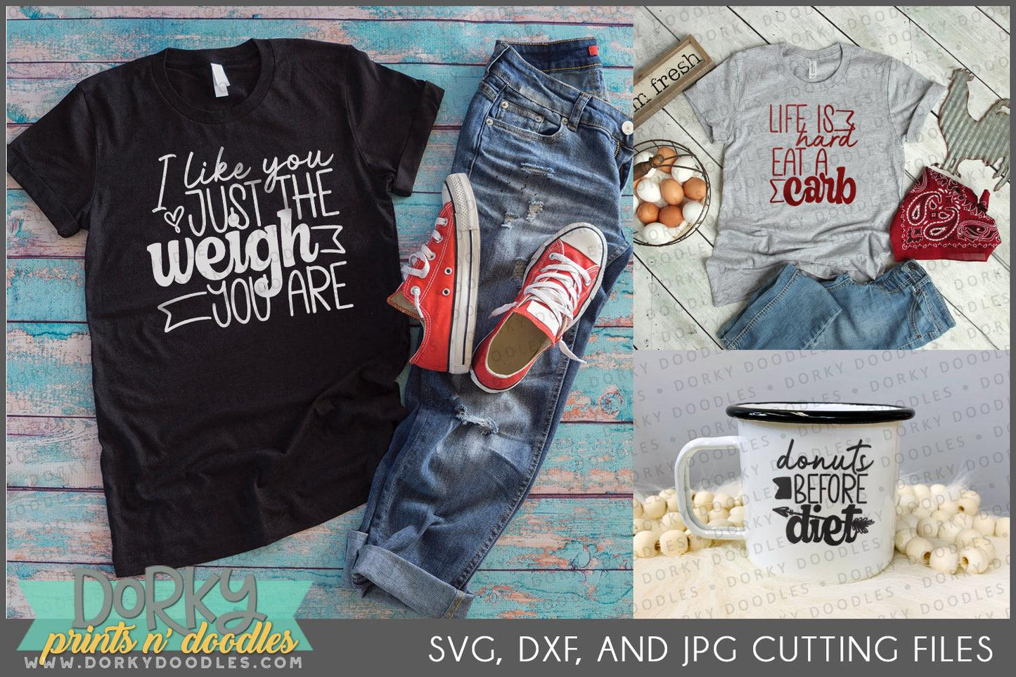 Funny Diet DXF and SVG Cuttable Files - Dorky Doodles