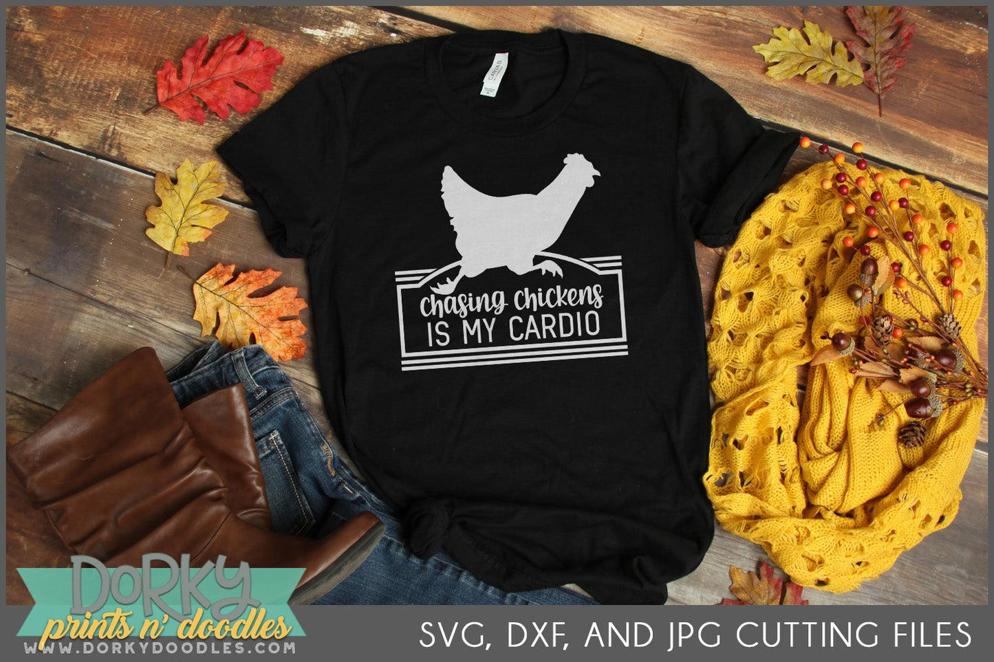 Funny Farmhouse Chicken DXF and SVG Cuttable Files - Dorky Doodles