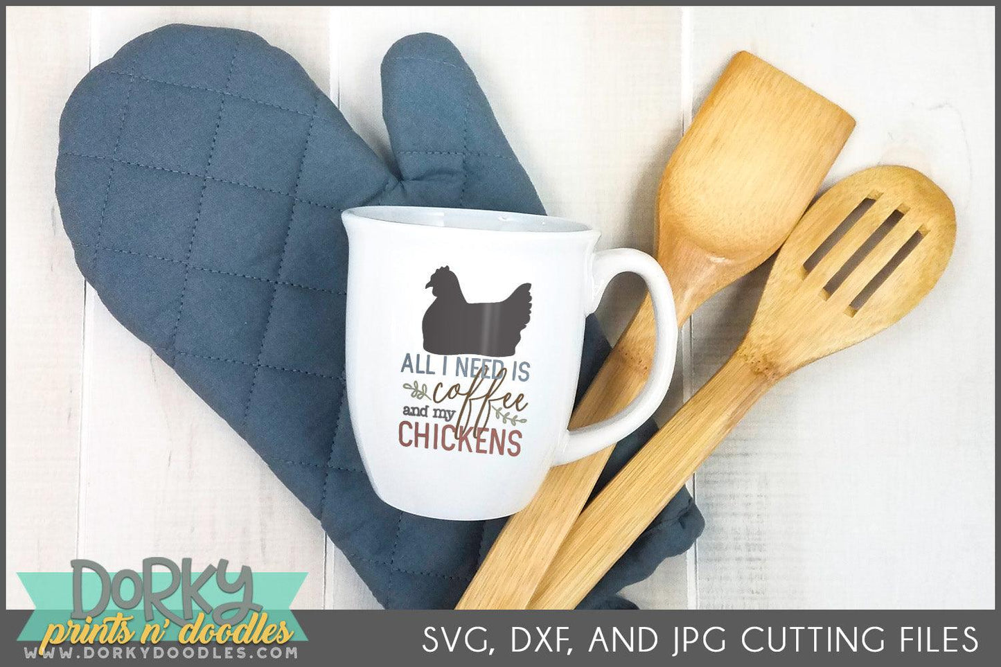 Funny Farmhouse Chicken DXF and SVG Cuttable Files - Dorky Doodles