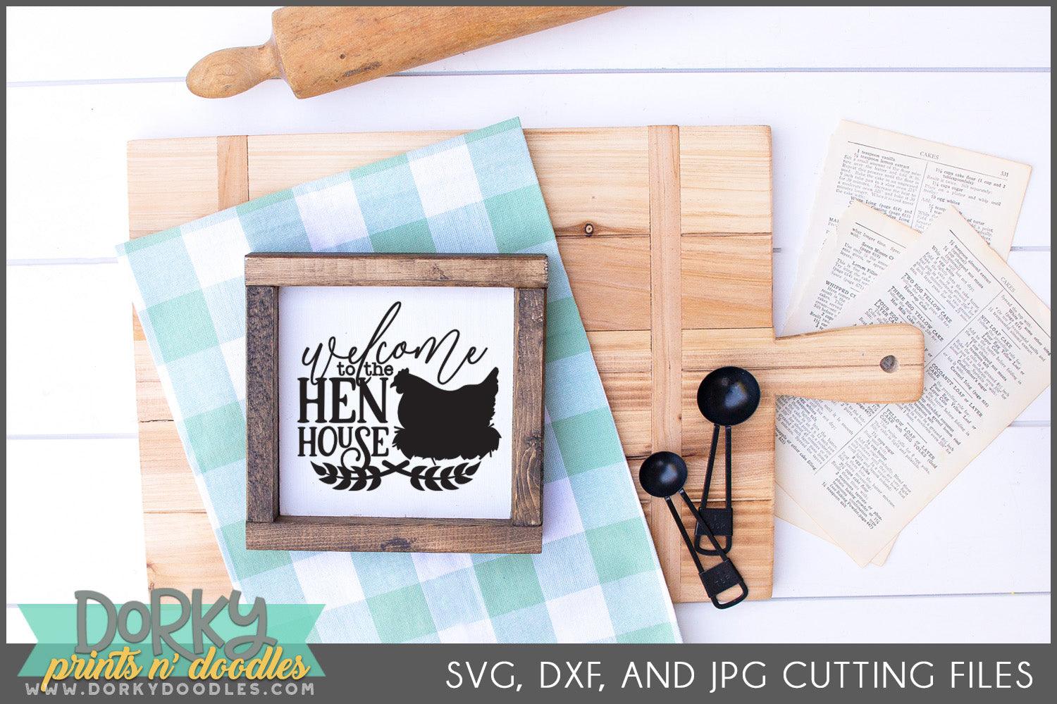 Funny Farmhouse Chicken DXF and SVG Cuttable Files - Dorky Doodles