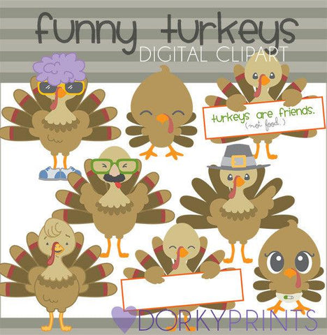 Funny Turkeys Thanksgiving Clipart