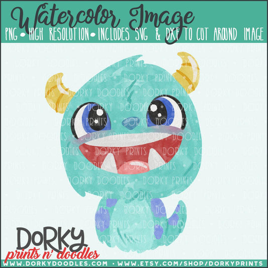 Furry Monster Watercolor PNG