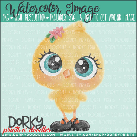 Fuzzy Chick Watercolor PNG