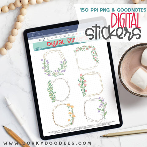 Geometric Frames Digital Planner Stickers - Dorky Doodles