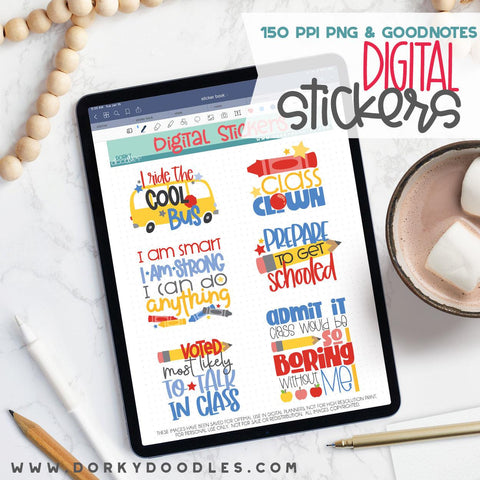 Get Schooled Digital Planner Stickers - Dorky Doodles