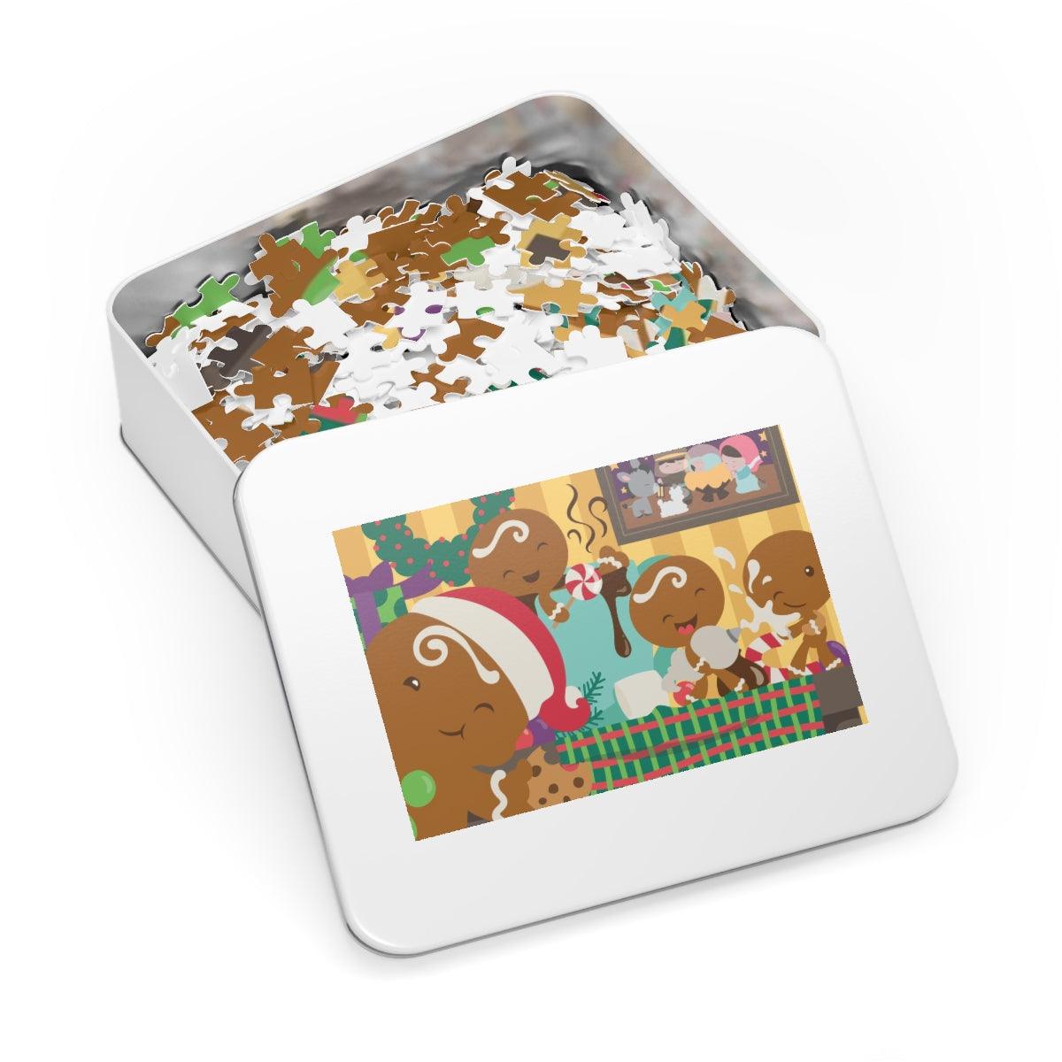 Gingerbread Christmas Puzzle in Tin (30, 110, 252, 500,1000-Piece) - Dorky Doodles