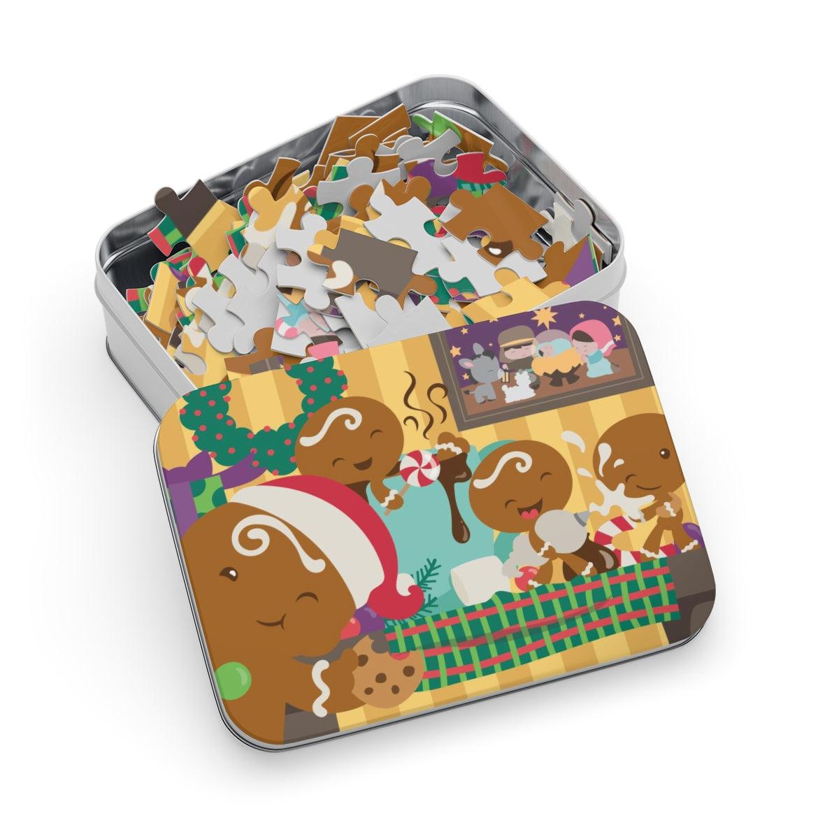 Gingerbread Christmas Puzzle in Tin (30, 110, 252, 500,1000-Piece) - Dorky Doodles