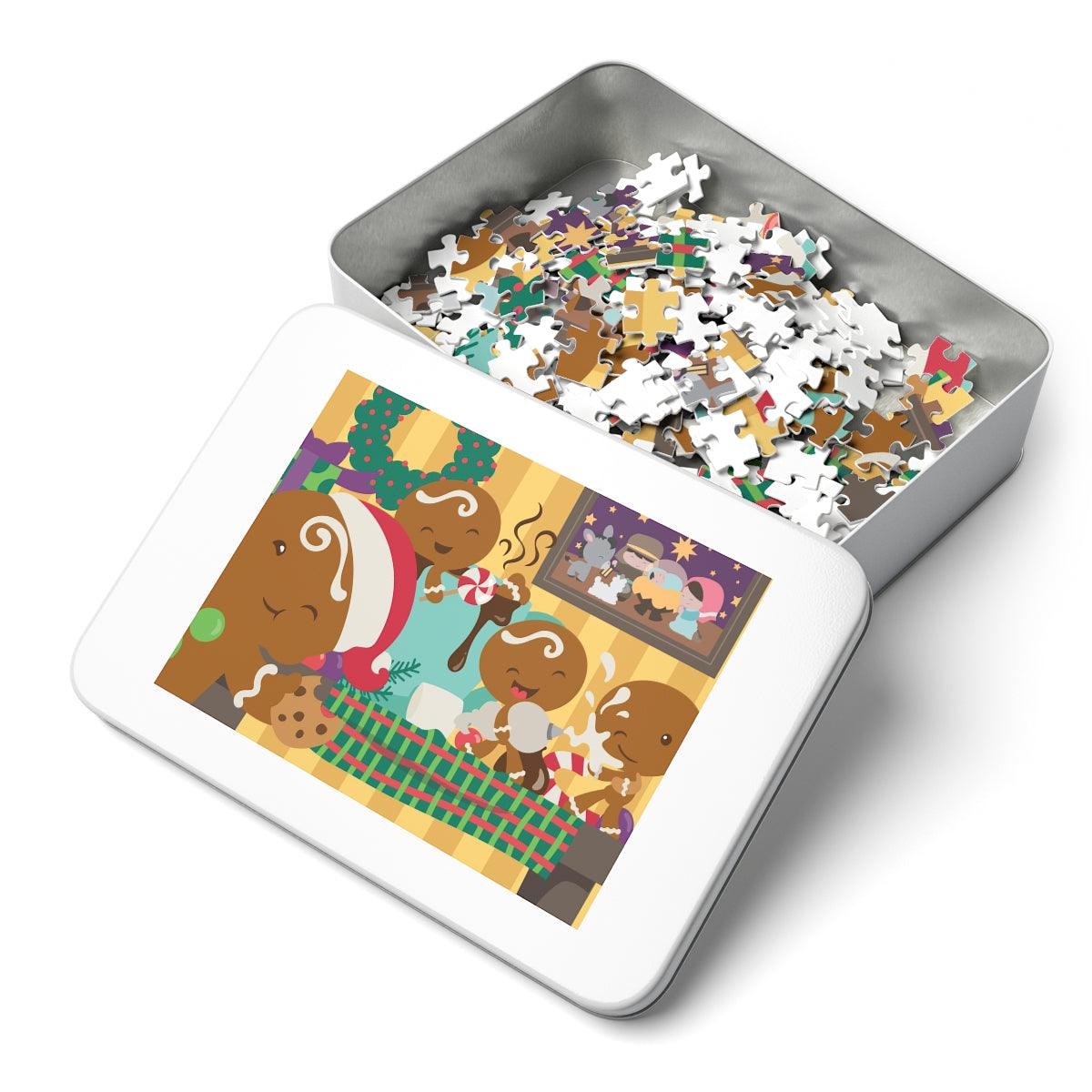 Gingerbread Christmas Puzzle in Tin (30, 110, 252, 500,1000-Piece) - Dorky Doodles