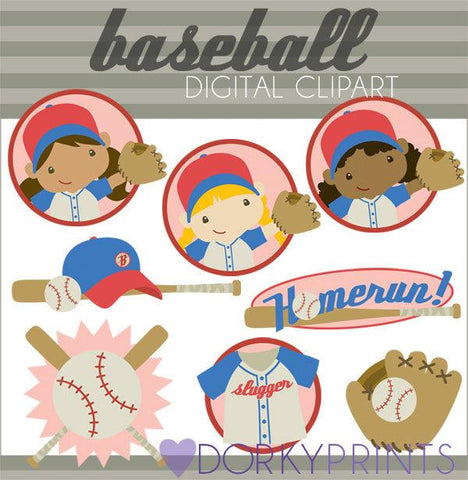 Girl Baseball Kid Clipart