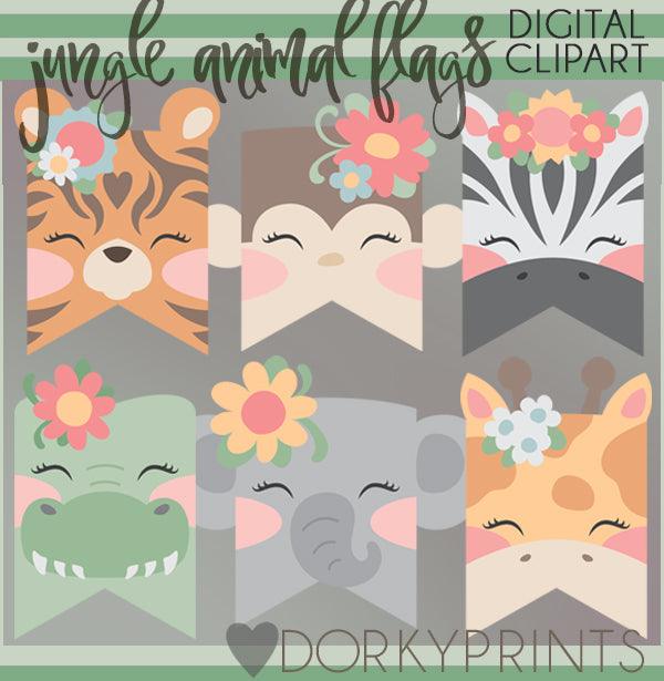 Girl Jungle Animals Clipart
