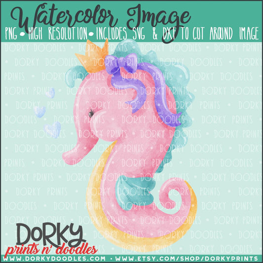 Girl Seahorse Watercolor PNG