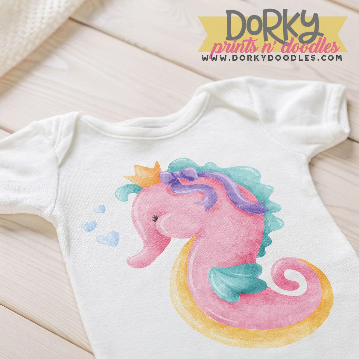 Girl Seahorse Watercolor PNG