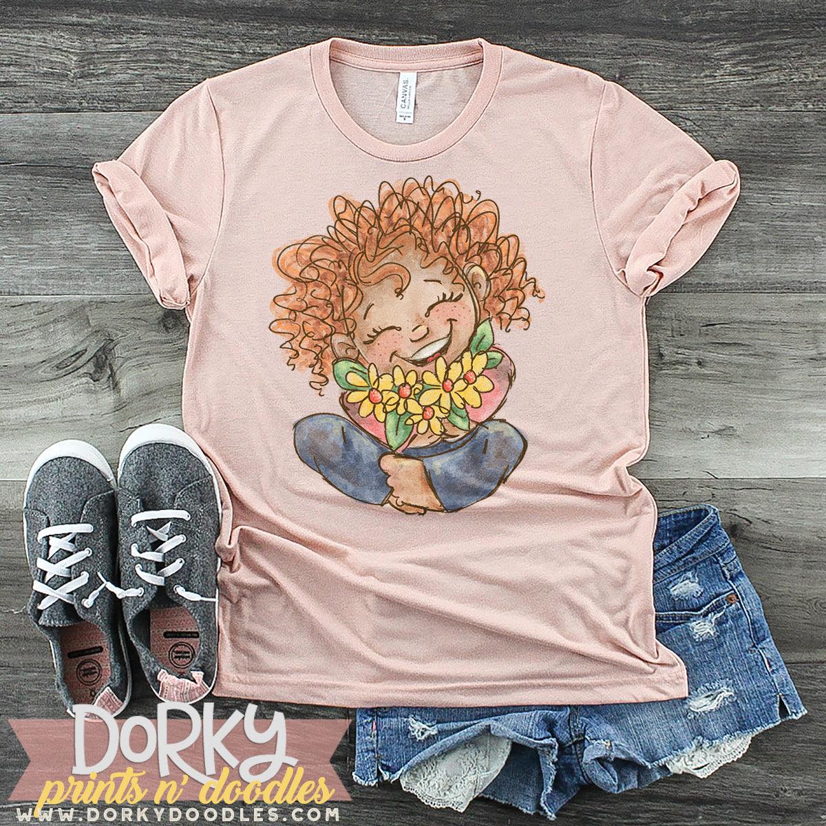 Girl with Flowers Watercolor PNG