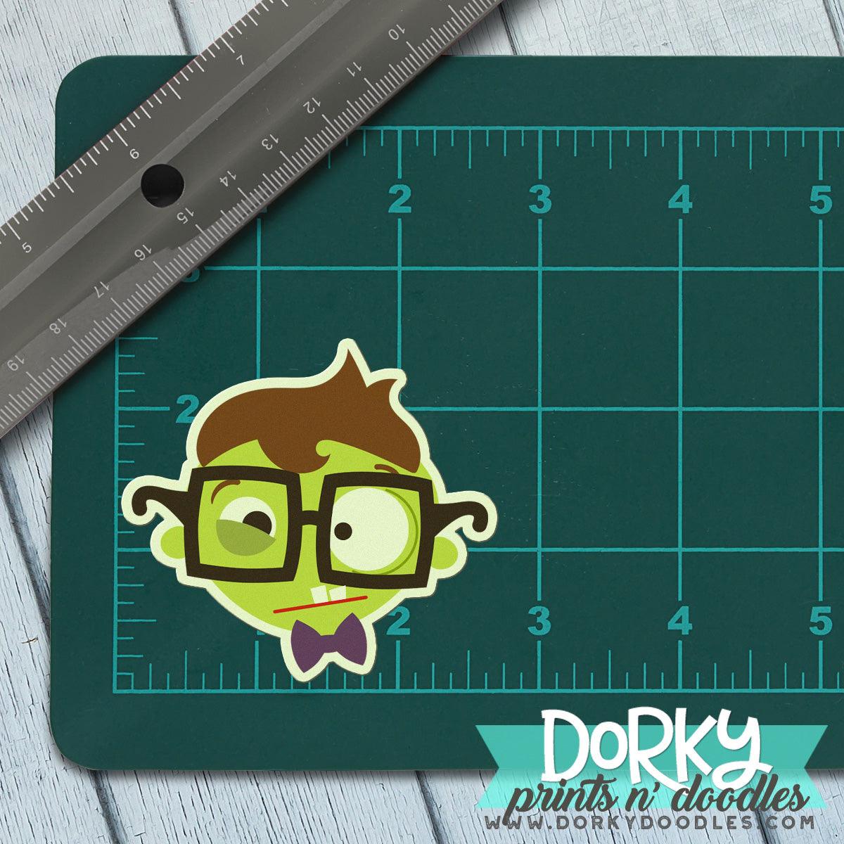 Glow in the Dark Zombie Large Waterproof Sticker - Dorky Doodles