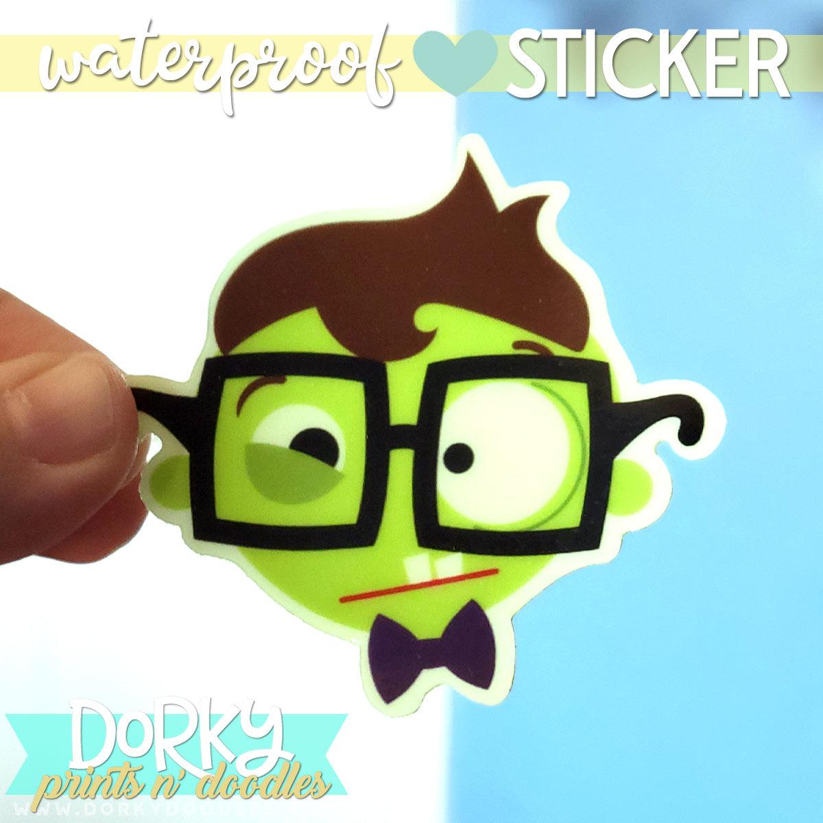 Glow in the Dark Zombie Large Waterproof Sticker - Dorky Doodles