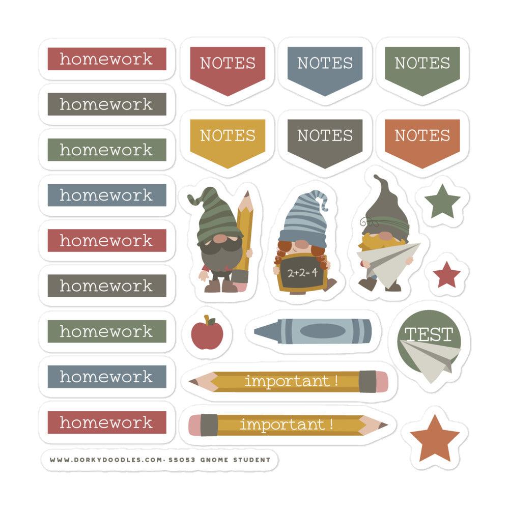 Gnome Student Planner Stickers - Dorky Doodles