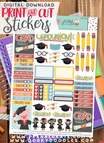 Graduation Print and Cut Planner Stickers