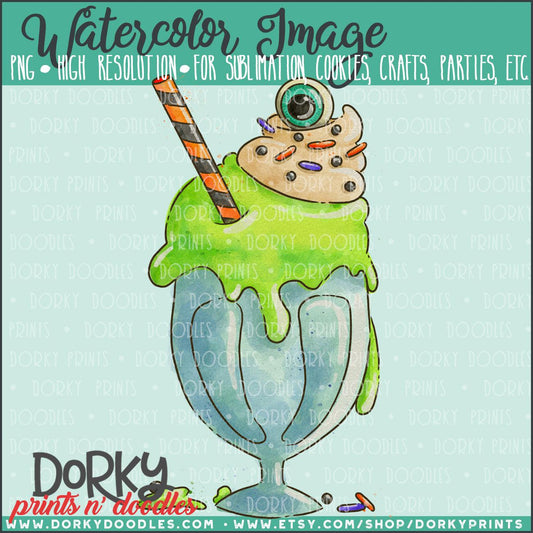Green Ooze Milkshake Watercolor PNG
