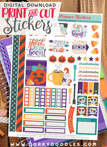Halloween Cuties Print and Cut Planner Stickers
