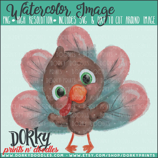 Happy Turkey Watercolor PNG