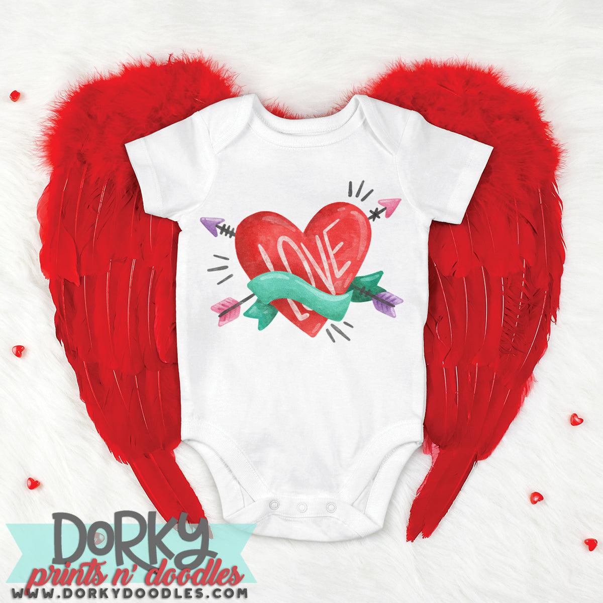 Heart and Arrows Valentine's Day Watercolor PNG