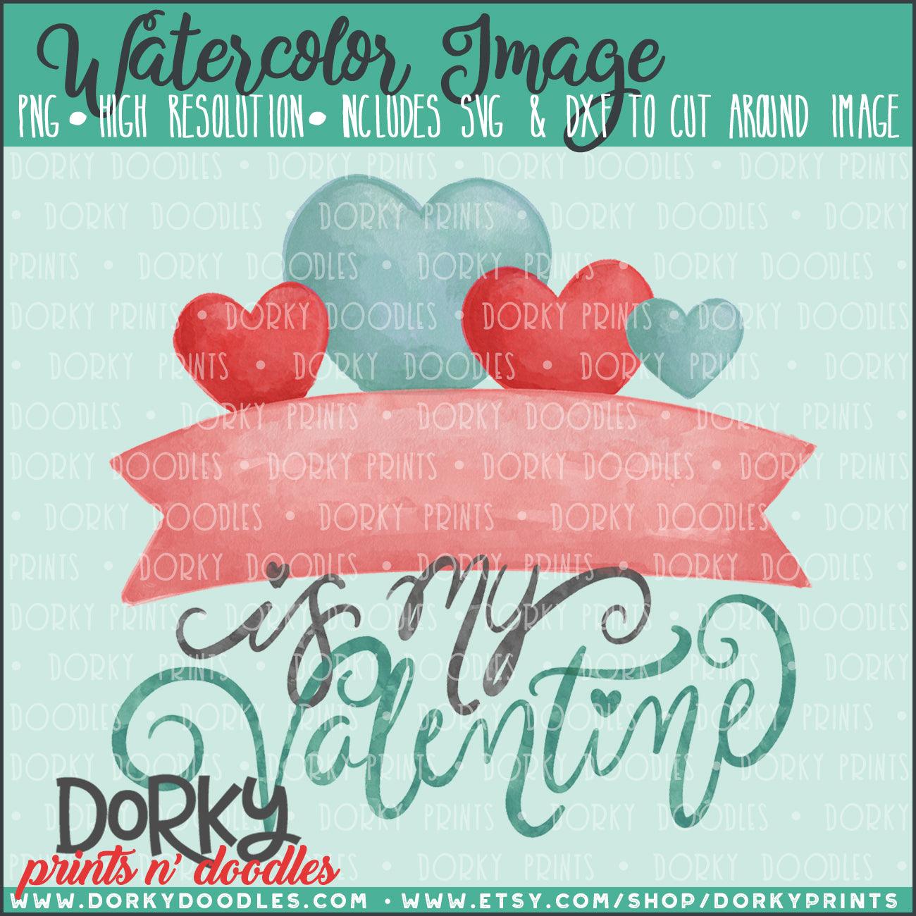 Heart Banner Valentine's Day Watercolor PNG