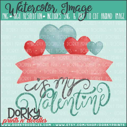 Heart Banner Valentine's Day Watercolor PNG