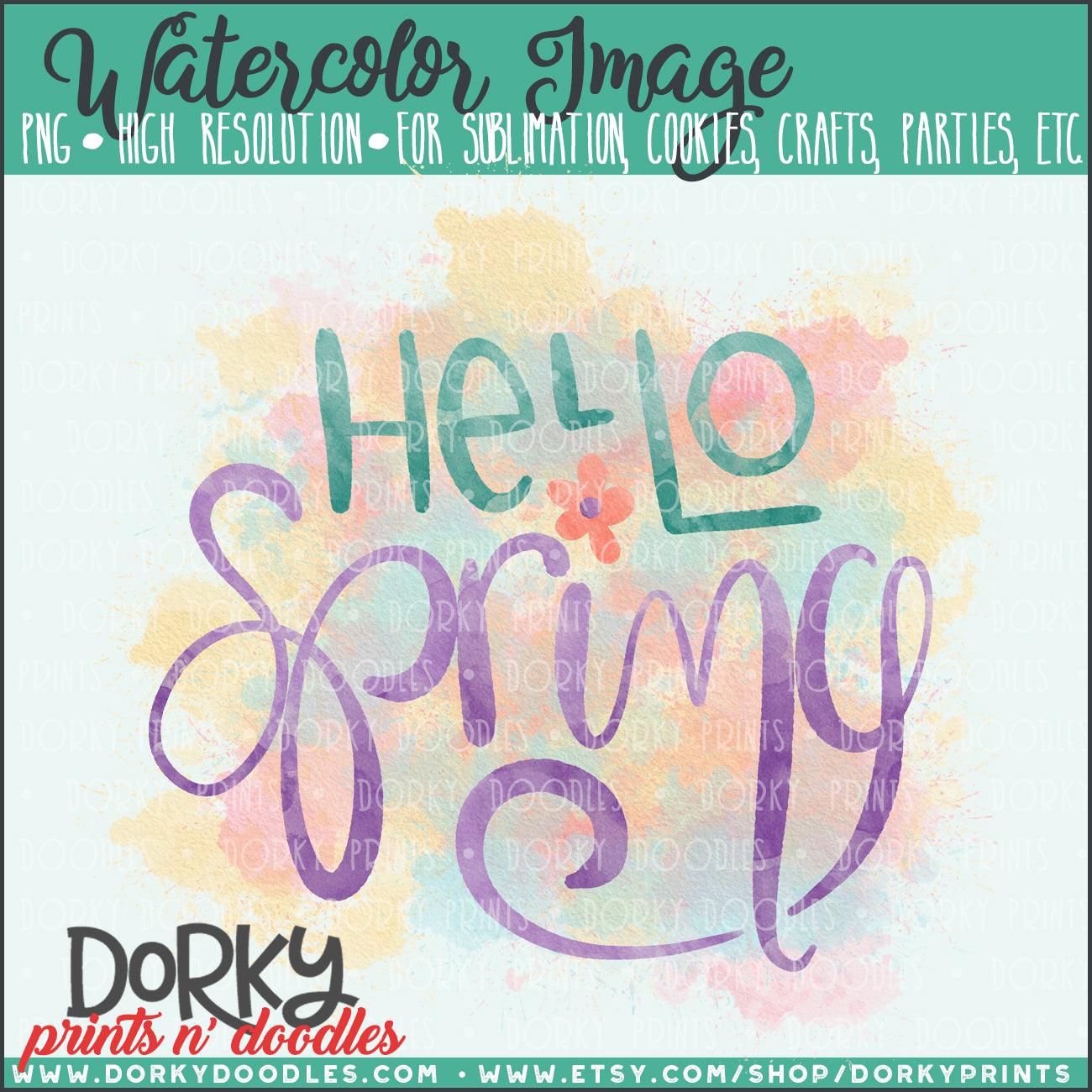 Hello Spring Watercolor PNG
