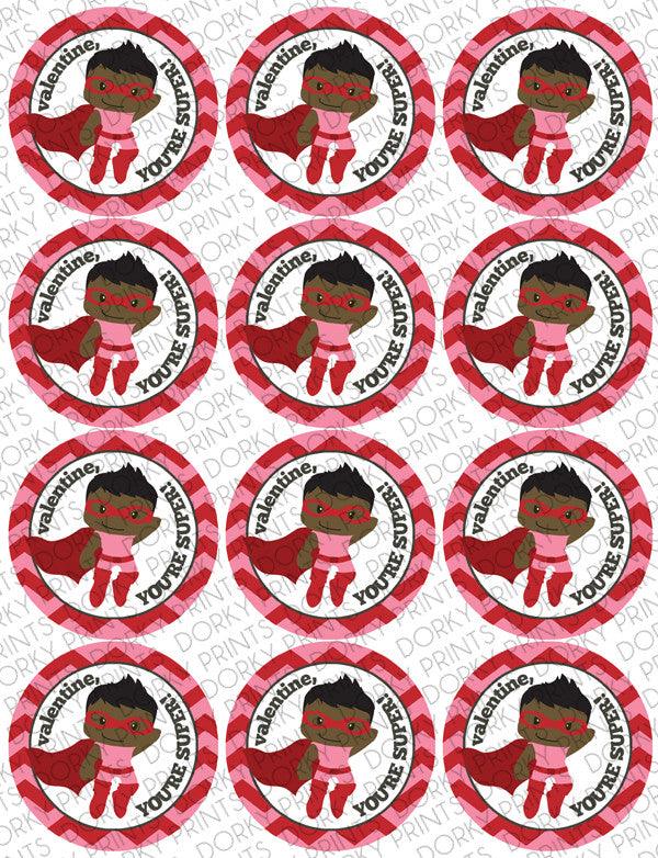 Hero Boy Valentine Circle Tags Holiday Printables