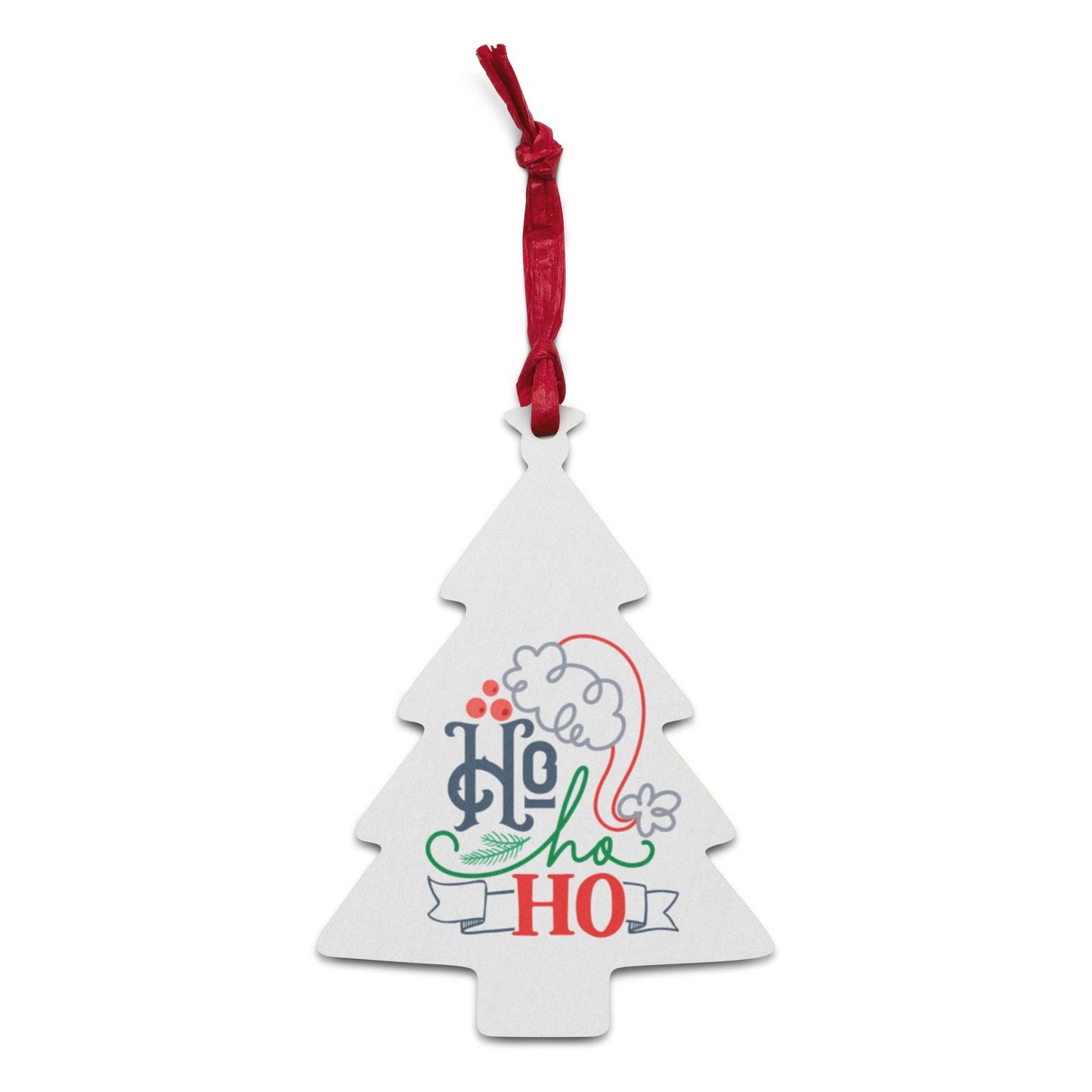 Ho Ho Ho Wooden Christmas Tree Ornament and Magnet - Dorky Doodles