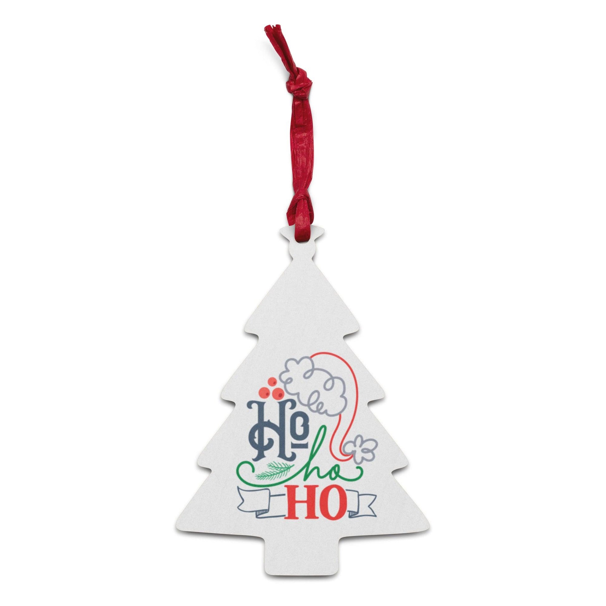 Ho Ho Ho Wooden Christmas Tree Ornament and Magnet - Dorky Doodles