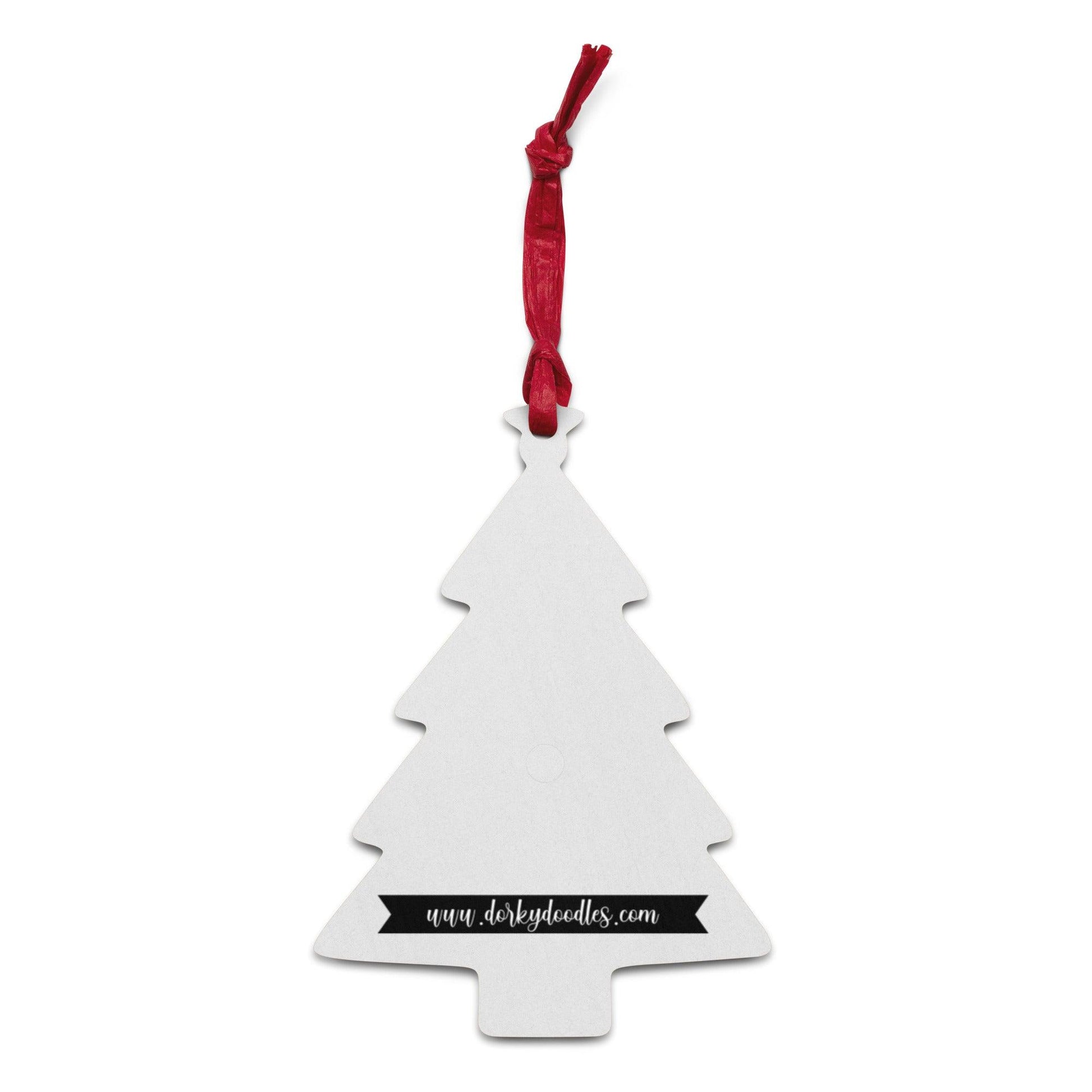 Ho Ho Ho Wooden Christmas Tree Ornament and Magnet - Dorky Doodles
