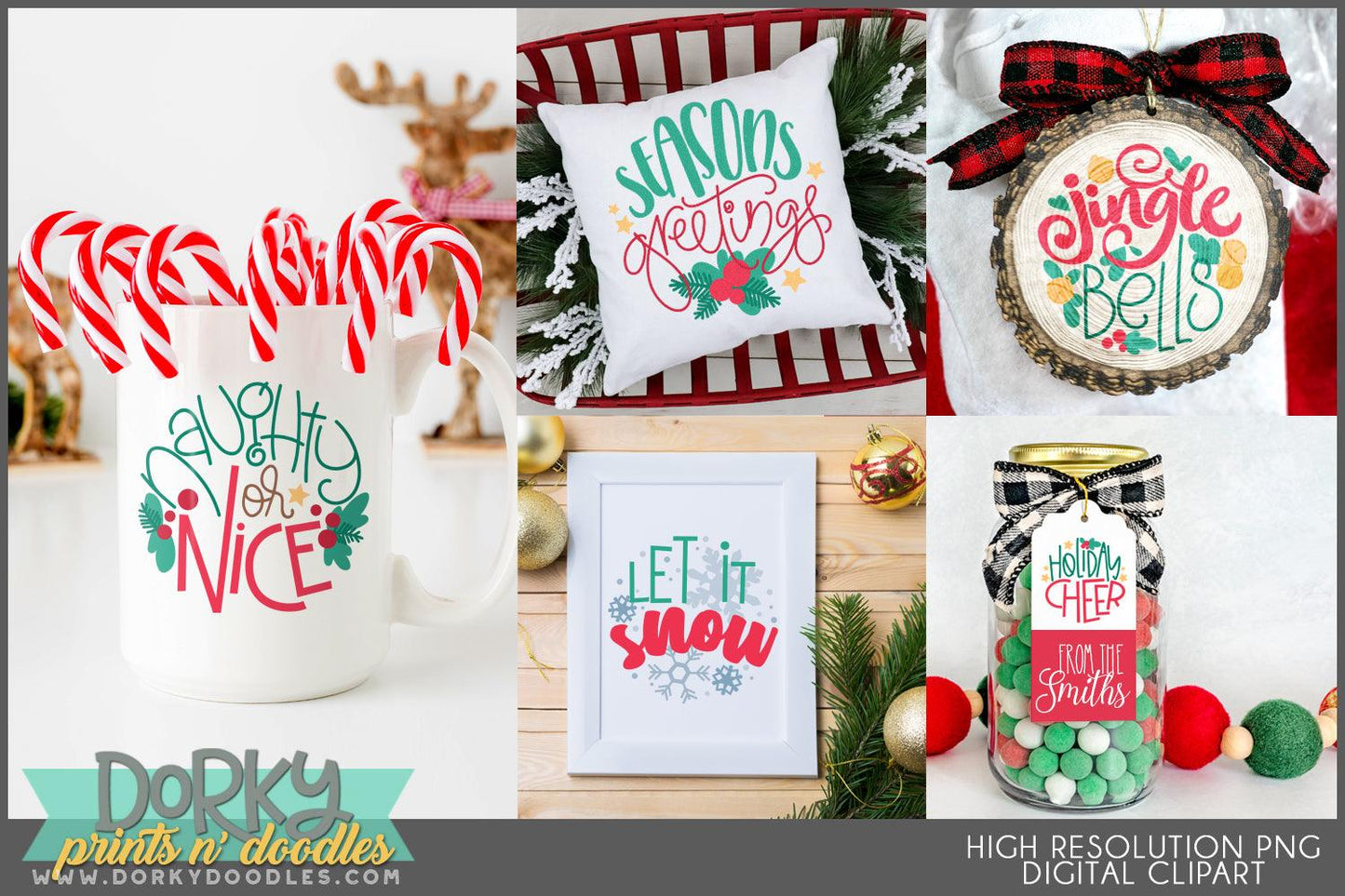 Holiday Cheer Circle Designs Christmas Clipart