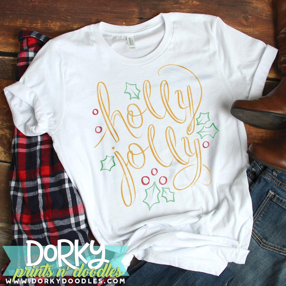 Holly Jolly Wordart Watercolor PNG