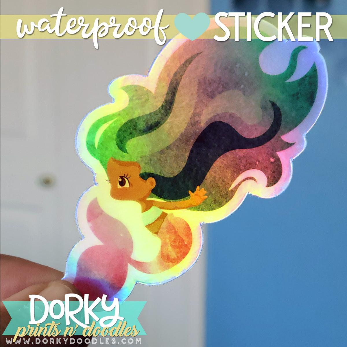 Holographic Mermaid Large Waterproof Sticker - Dorky Doodles