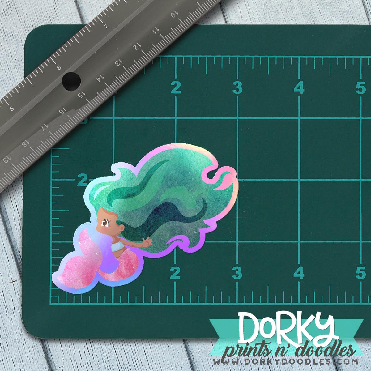 Holographic Mermaid Large Waterproof Sticker - Dorky Doodles