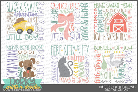Home and Family Subway Art Clipart - Dorky Doodles