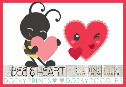 Kawaii Bee and Heart Valentine SVG Cuttable Files