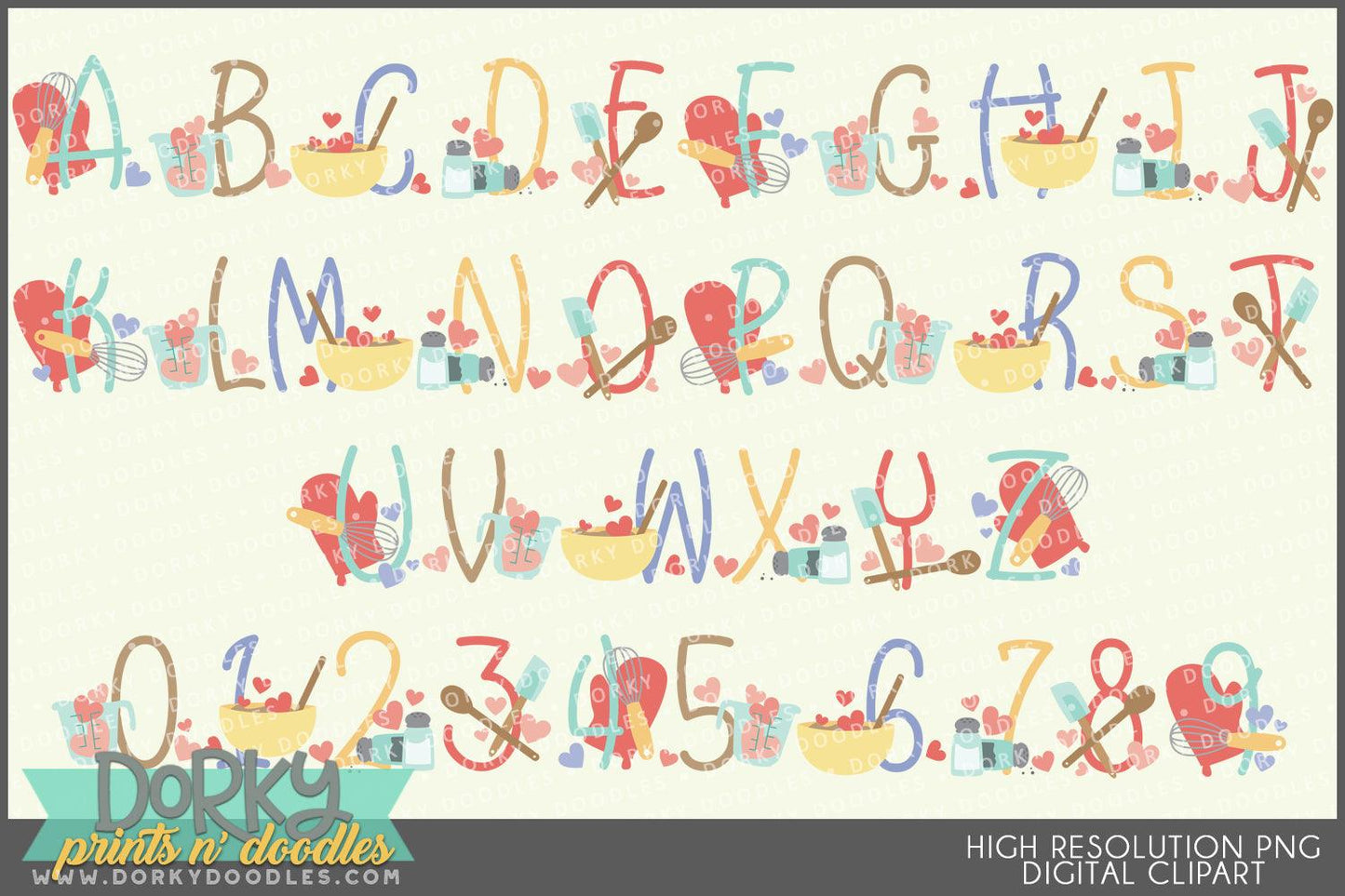 Kitchen and Baking Alphabet Clipart