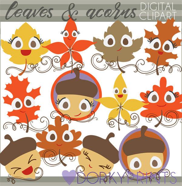 Leaves and Acorns Thanksgiving Clipart