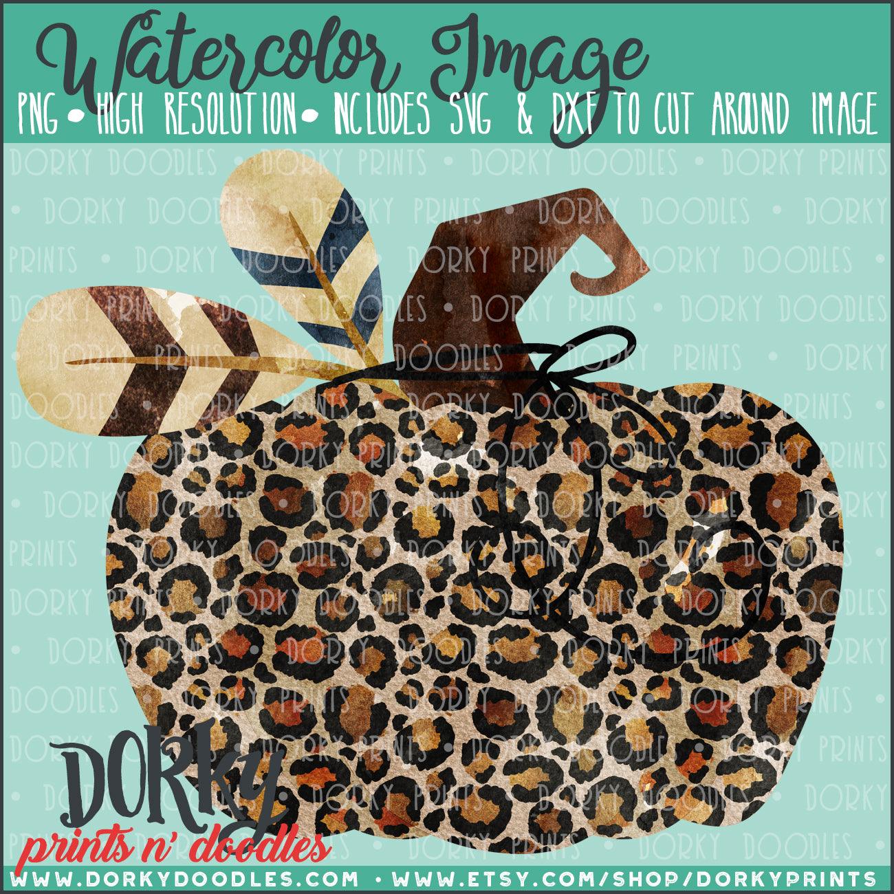 Leopard Print Pumpkin Watercolor PNG