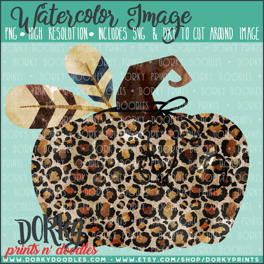 Leopard Print Pumpkin Watercolor PNG