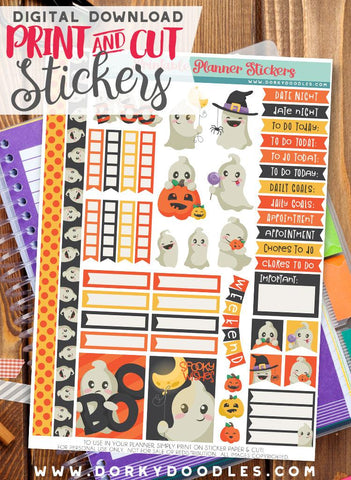 Little Ghost Print and Cut Planner Stickers