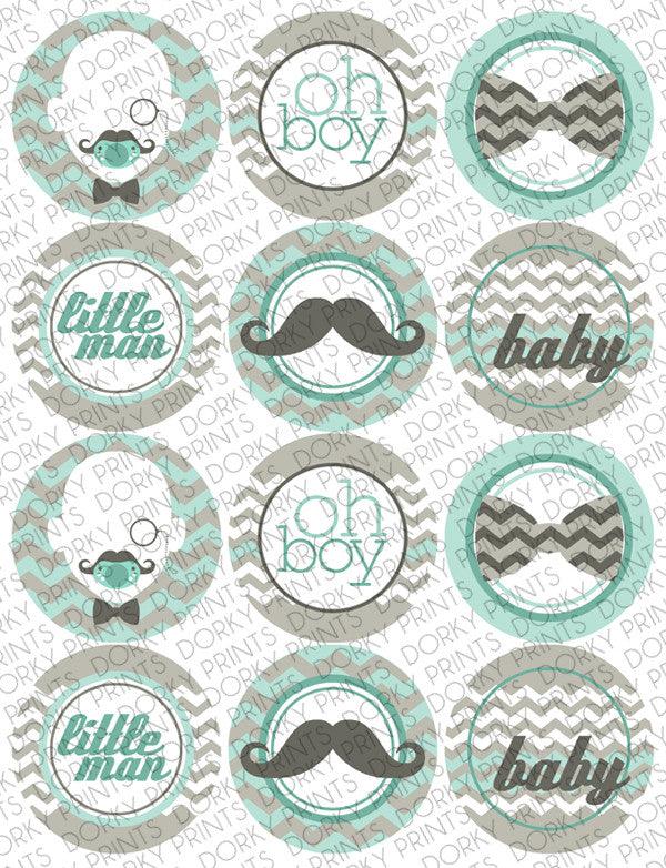 Little Man Circle Tags Baby Shower Printables