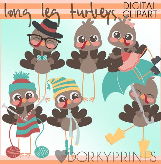 Long Leg Turkeys Thanksgiving Clipart