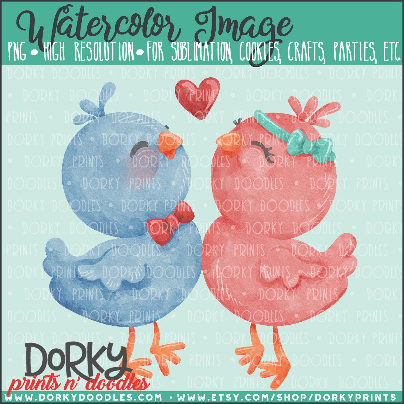 Love Birds Valentine's Day Watercolor PNG