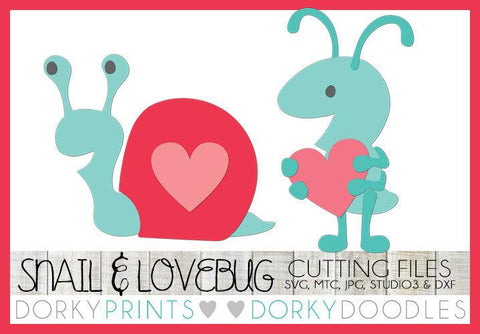 Love Bug and Snail with Heart Valentine SVG Cuttable Files